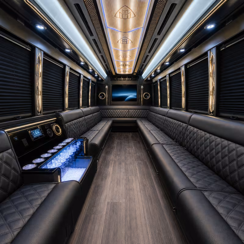 15 Passenger Party Bus Interior