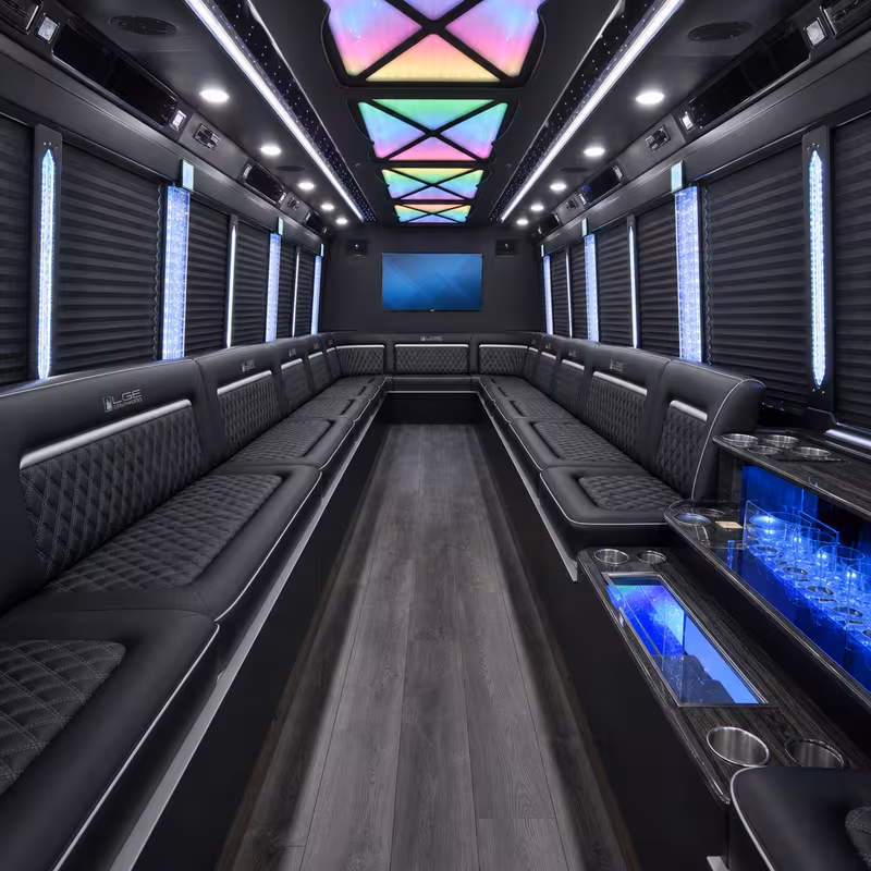 25 Passenger Party Bus Interior