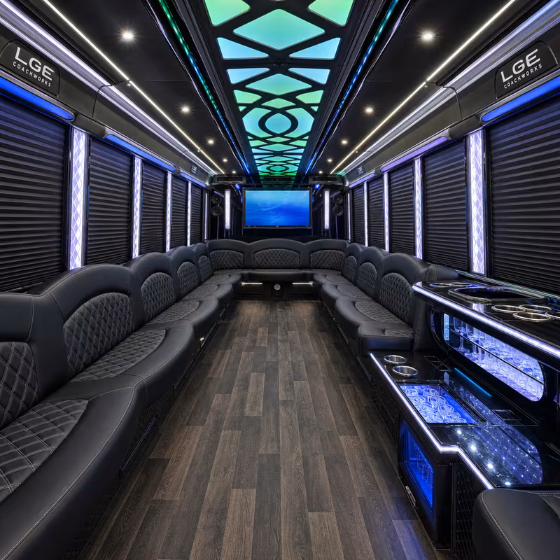 28 Passenger Party Bus Interior