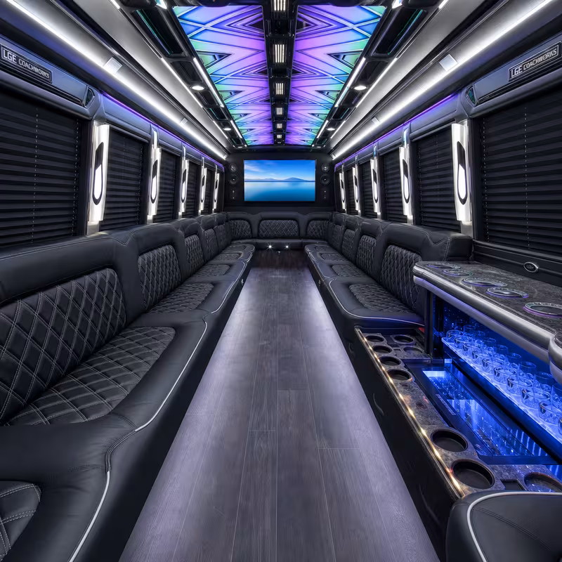 30 Passenger Party Bus Interior