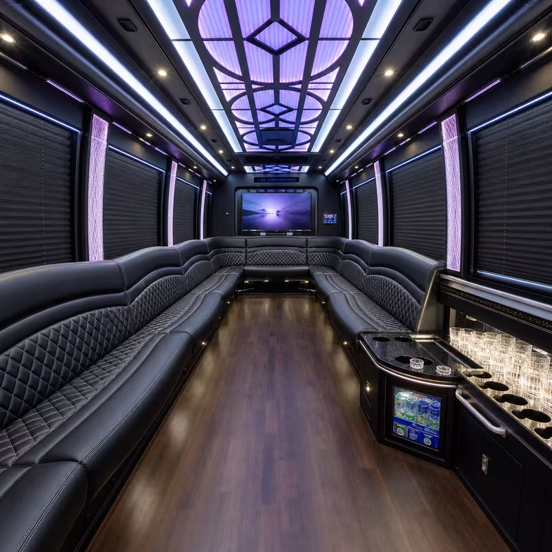 50 Passenger Party Bus Interior