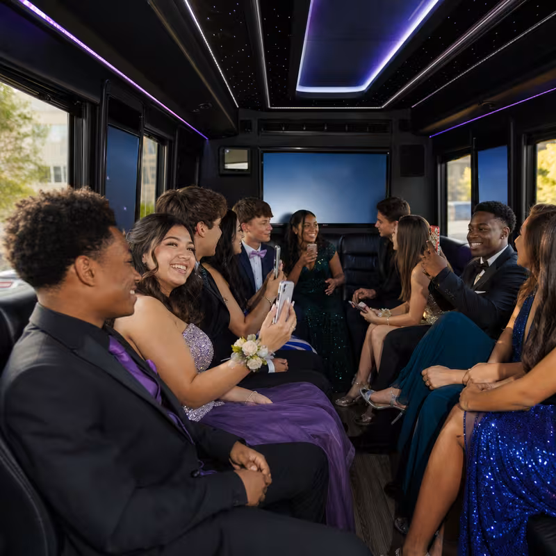 Black Mercedes Sprinter van staged for an Savannah Prom & Homecoming Transportation group