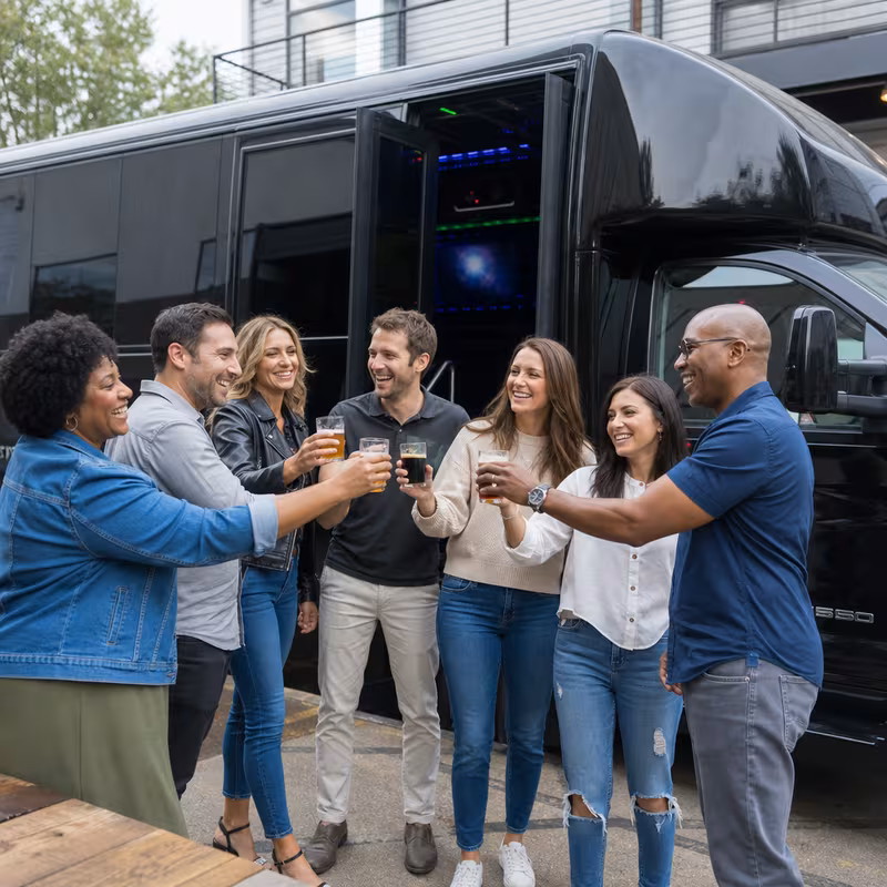 Passengers loading luggage while boarding an Savannah group shuttle